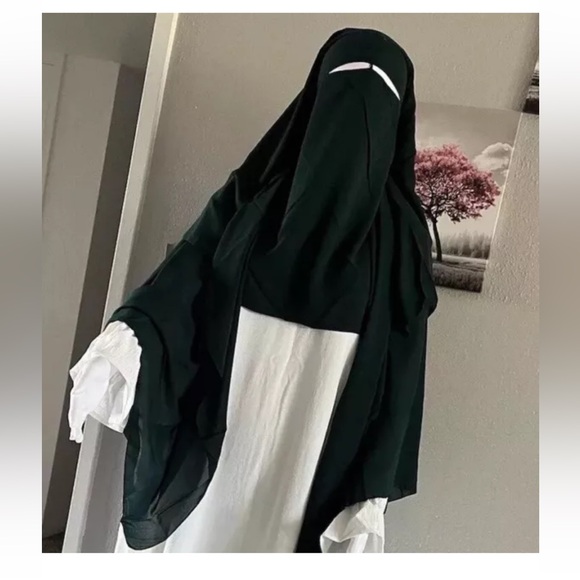 Three layers nose string niqab with batwing sleeve Arabian dress🥰niqab hijab - Picture 3 of 8